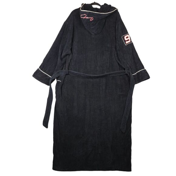 Oscar De La Hoya Mens Small Medium Bathrobe Black Hooded Boxing Athletic Lounge - Picture 3 of 13